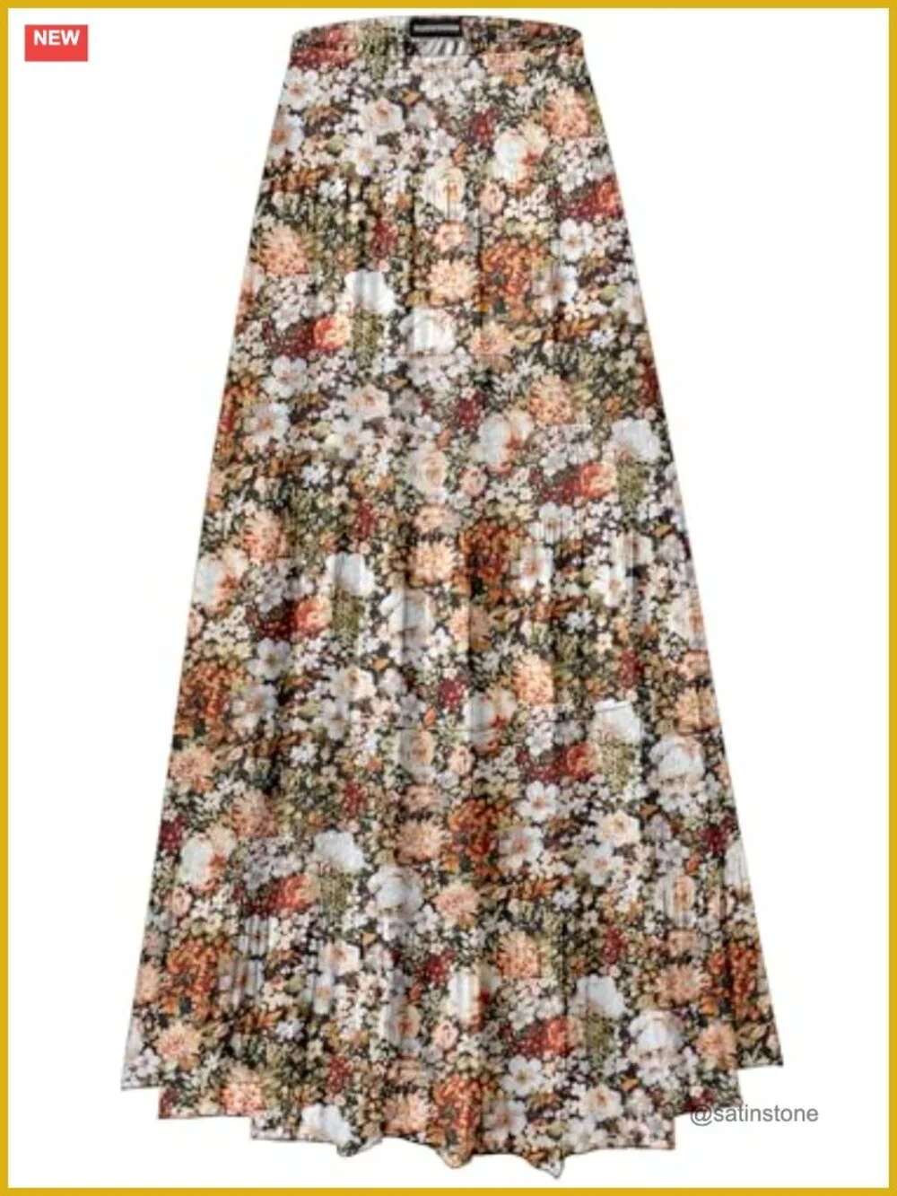 Womens Chiffon Maxi Skirt Tiered Pleated A-Line Boho Flowy